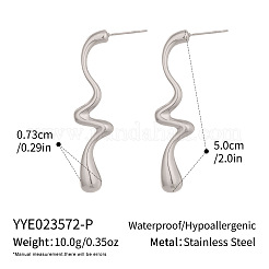 304 Stainless Steel Wavy Dangle Earrings for Women&nbsp;XZ4917-2