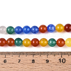 天然石クラック瑪瑙ビーズ連売り  染め  ラウンド  ミックスカラー  6~6.5mm  穴：0.8~0.9mm  約62個/連  14.57インチ（37cm）&nbsp;G-N349-09A-01