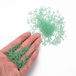 8/0透明ガラス種ビーズ  丸い穴  つや消し色  ラウンド  ミディアムアクアマリン  3~4x2~3mm  穴：0.8mm  約15000個/ポンド&nbsp;SEED-S048-H-011