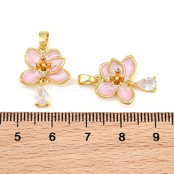 Brass Micro Pave Clear Cubic Zirconia Pendants&nbsp;CU-CBA9AB3-21G-01