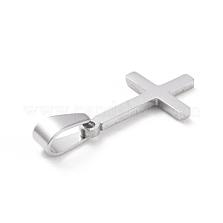 変色しない304ステンレススチールペンダント  レーザー切断  クロス  ステンレス鋼色  21x13x1.5mm  穴：3.5x7mm&nbsp;STAS-L216-28P