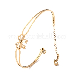 Bowknot 304 Stainless Steel & Rhinestone Cuff Bangles for Women&nbsp;BJEW-Z176-02G