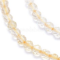 天然石シトリンビーズ連売り  多面カット  ラウンド  3~3.5mm  穴：0.6mm  約110個/連  15.35インチ（39cm）&nbsp;G-I279-E10