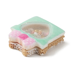 オペーク樹脂カボション  シードビーズで  心のこもった贈り物  アクアマリン  23x20.5x7mm&nbsp;RESI-Z001-02