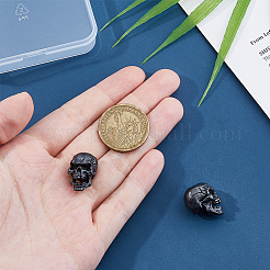 真鍮製ヨーロピアンビーズ2個  大穴ビーズ  スカル  ブラック  19.5x13.5x19mm  穴：5mm&nbsp;KK-FH0007-62B