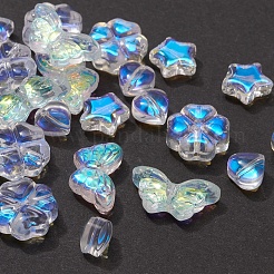 4スタイルの電気メッキガラスビーズ  混合図形  ミックスカラー  10x10x5mm  穴：1mm  160個/スタイル&nbsp;GLAA-YW0001-28