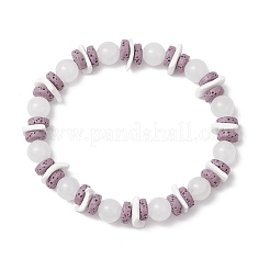 3Pcs Round Natural White Jade & Amazonite & Dyed Malaysia Jade Beads Stretch Bracelets&nbsp;BJEW-JB11818
