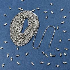DIY ネックレスジュエリーキット  真鍮ボールチェーンコネクターを含む  アイアン製ボールチェーン  プラチナ  7.5x2.5mm  穴：0.8mm  2mmボールチェーンに適合  100pc&nbsp;DIY-FS0006-40