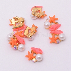 Resin Cabochons with Alloy Findings&nbsp;MRMJ-WH0067-39G