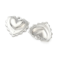 304ステンレスペンダント  ハートチャーム  ステンレス鋼色  17.5x17x3mm  穴：1.6mm&nbsp;STAS-C167-09C-P