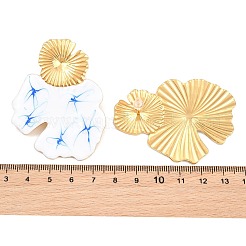 304ステンレススチールスタッドピアス  エナメル  花  ブルー  59x45mm&nbsp;SA-CBA065A-03A-G