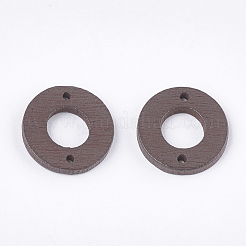 塗装ポプラウッドリンク  ドーナツ  ココナッツブラウン  18x2.5mm  穴：1.6mm&nbsp;WOOD-T021-01C