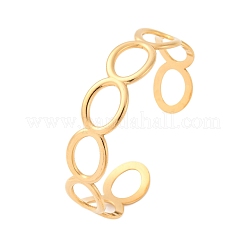 女性用304ステンレススチールカフバングル  オーバル  ゴールドカラー  5/8インチ（1.5cm）  内径：2インチ（5cm）&nbsp;LS-BJEW-D306-02G