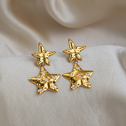 304 Stainless Steel Cubic Zirconia Dangle Stud Earrings&nbsp;WG7D1EF-01