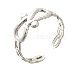 インフィニティ 304 ステンレススチール オープンカフリング 女性用  ステンレス鋼色  9.5mm  調整可能&nbsp;RJEW-M046-04P