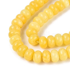 天然石ホワイトジェイドビーズ連売り  滑らかなロンデル  染め  ゴールド  12x7.5mm  穴：0.5~1.2mm  約48~56個/連  14.17~16.73インチ（36~42.5cm）&nbsp;G-Q613-02A-03