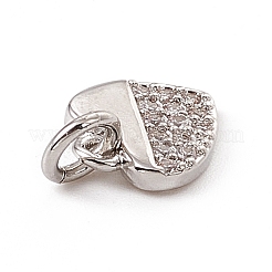 Brass Micro Pave Clear Cubic Zirconia Heart Charms&nbsp;ZIRC-F132-59P