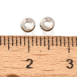 真鍮ビーズ  長持ちメッキ  カドミウムフリー＆鉛フリー  フラットラウンド  プラチナ  4x1.5mm  穴：1.4mm&nbsp;KK-M312-10P