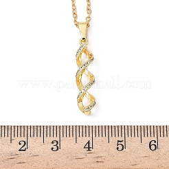 Brass Micro Pave Clear Cubic Zirconia Twist Pendant 304 Stainless Steel Chain Necklaces for Women&nbsp;NJEW-D341-08G