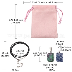 DIY 宝石ナゲット ネックレス メイキング キット  天然石と合成石のペンダントを含む  ワックスコードネックレス作り  22個/セット&nbsp;DIY-FS0003-52