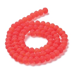 透明ガラスビーズ連売り  多面カット  艶消し  ロンデル  トマト  4mm  穴：0.8~1mm  約105~110個/連  38~39cm&nbsp;EGLA-A034-T4mm-MD01