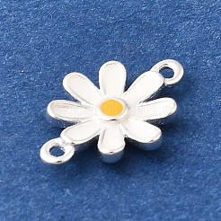 スターリングシルバーのホワイトエナメルデイジーフラワーコネクタチャーム925個  ホワイト  11x8x1.7mm  穴：1mm&nbsp;STER-F059-07S
