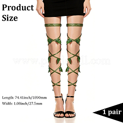 Cloth & PU Leather Festival Elastic Leaf Garter Leg Wrap for Women&nbsp;AJEW-WH20020-557A