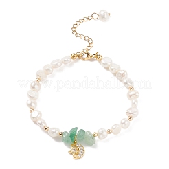 Gemstone Chips & Pearl Beaded Bracelet&nbsp;BJEW-JB08236