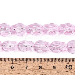 ベーキングペイント透明ガラスビーズ連売り  チューリップ  パールピンク  12x10x6.5~7mm  穴：1mm  約55個/連  25.59インチ（65cm）&nbsp;DGLA-N017-02C