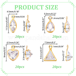 80Pcs 4 Styles Brass Micro Pave Cubic Zirconia Charms&nbsp;KK-HY0004-45