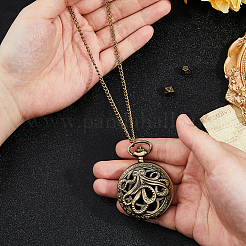 1Pc Zinc Alloy Hollow Octopus Flat Round Locket Pendant Necklaces&nbsp;NJEW-FH0001-23AB