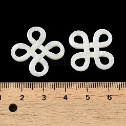 天然石ホワイトシェルカボション  中国結び  ホワイト  25x25x2mm&nbsp;SSHEL-M022-18