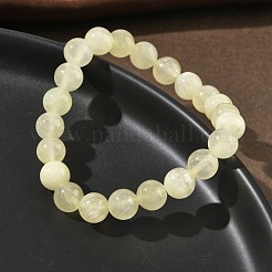 Natural Golden Silk Jade Round Beaded Stretch Bracelets for Women&nbsp;BJEW-F535-01C