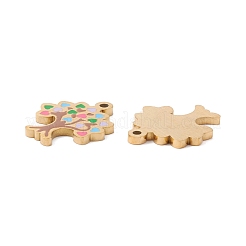 イオンプレーティング（IP）304ステンレススチールエナメルペンダント  手動研磨  ツリー  18KGP本金メッキ  17x15x1mm  穴：1.4mm&nbsp;STAS-P295-05G