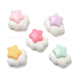 オペーク樹脂カボション  星のある雲  ミックスカラー  12x12x6.5mm&nbsp;RESI-K027-04