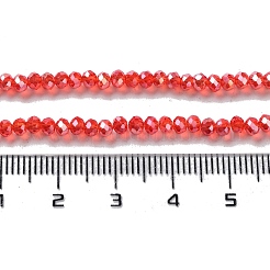 電気メッキガラスビーズセット  ABカラーメッキ  ファセットロンデル  レッド  3x2mm  穴：0.5mm  約135~140個/連  32~34cm&nbsp;X-EGLA-R048-2mm-03