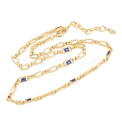 5MM Brass Pave Cubic Zirconia Oval Link Chain Necklaces&nbsp;NJEW-D324-01G-03