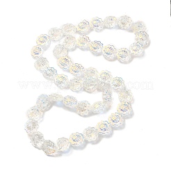 透明電気メッキガラスビーズ連売り  虹メッキ  ヒマワリ  クリアAB  15x9mm  穴：1mm  約44~45個/連  25.20~25.98インチ（64~66cm）&nbsp;GLAA-G098-04E