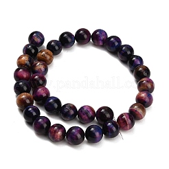 Natural Tiger Eye Beads Strands&nbsp;G-F591-18-12mm-10