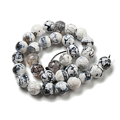 Faceted Natural Fire Crackle Agate Beads Strands&nbsp;G-F447-12mm-J02