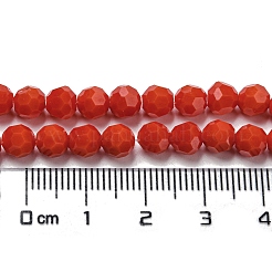 不透明ガラスビーズスタンド  ファセット（32ファセット）  ラウンド  レッド  6mm  穴：1mm  約98個/連  20.47''（52センチメートル）&nbsp;EGLA-A035-P6mm-D03