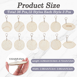 36Pcs Wooden Pendant Decorations&nbsp;AJEW-CN0007-02A