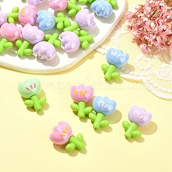 エナメルアクリルビーズ30個  花  ミックスカラー  26x18x12.3mm  穴：1.8mm  30個/セット&nbsp;OACR-CJ0002-01