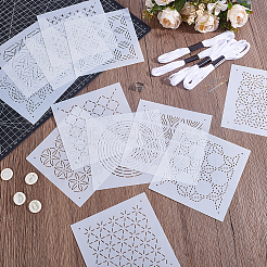 刺繍ツールセット  ペットプラスチック製描画ペイントステンシルテンプレートを含む  ポリコットン刺繍糸  ゴム製の使い捨て指サック  鉄製の毛糸針と指ぬきリング  ミックスカラー  130x130x0.3mm  穴：2mm  12個/セット  1セット&nbsp;EMBR-BC0001-04