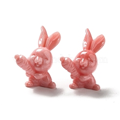 不透明樹脂ホームディスプレイ装飾  3d ウサギとニンジン  ライトコーラル  11.5x15.5x20.5mm&nbsp;RESI-G060-02