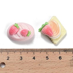 イチゴの不透明樹脂デコデンカボション  模造食品  混合図形  ミックスカラー  17~23x14~19x9.5~12.5mm&nbsp;RESI-I338-03