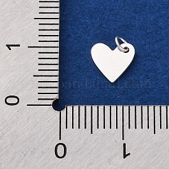 925スターリングシルバーハートチャーム  丸カン付き  銀  6.5x7x0.5mm  穴：1.4mm&nbsp;STER-G045-01S-01