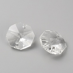 八角形のガラスラインストーンの縫い付け  透明  20x20x10.5mm  穴：1.6mm&nbsp;GLAA-WH20008-03A-02