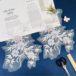 ポリエステル アクリル ラインストーン アップリケ 刺繍 ABS スパンコール  鉄ベース  花  ラベンダー  340x260x6mm&nbsp;FIND-WH20019-165A-05