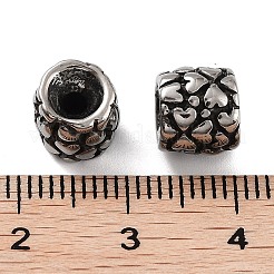 316サージカルステンレスビーズ  ハートを持つ列  アンティークシルバー  8x7.5mm  穴：2.5mm&nbsp;STAS-K276-13B-AS